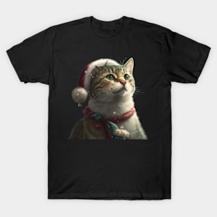 Meowy Catmas cat christmas tree xmas girls boys funny santa Sticker T-Shirt